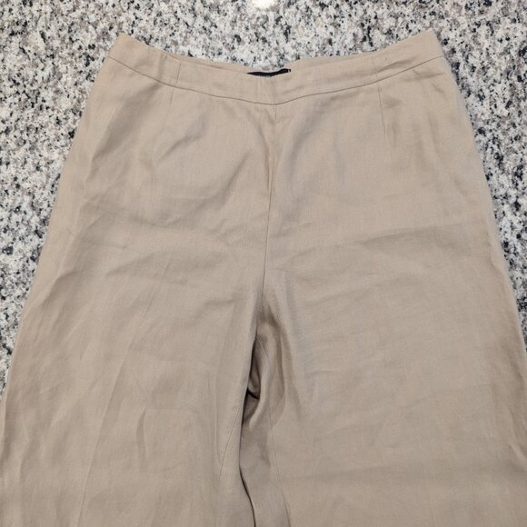 LAFAYETTE 148 100% Linen Wide Leg Pants 16 Tan Sand Women's - Picture 3 of 8